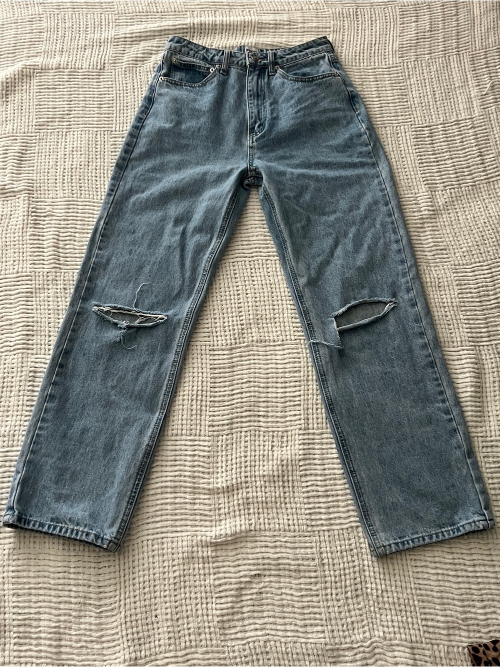 Princess Polly light wash wide-leg jeans in size US 6 (AU/UK 10, EU 38).